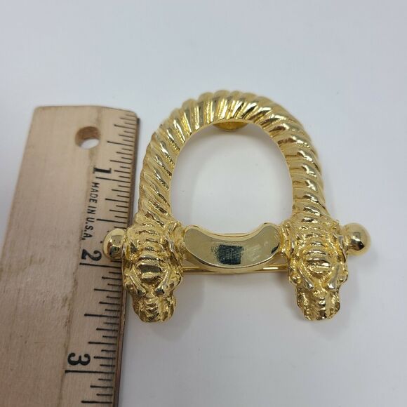 Vintage Dragon Head Two Piece 80’s Gold-tone Belt Buckle Gay Boyer Signed Asian - Picture 3 of 6